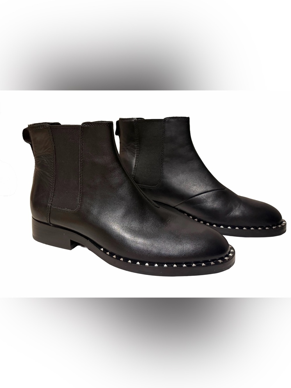 ASH Wino Black Leather Studded Chelsea Boots EU 38 US 7.5-8